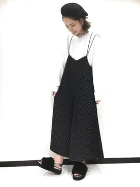 「ジーナシス」｜「アイテム（サロペット/オーバーオール）」を使った、JEANASIS　長崎店STAFFさん（レディース・156cm）の秋コーディネート