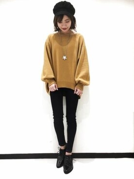 「JEANASIS（ジーナシス）のアイテム（キャスケット）」を使った、JEANASIS　長崎店STAFFさん（レディース・156cm）の秋コーディネート