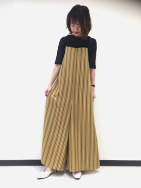 「ジーナシス」｜「アイテム（サロペット/オーバーオール）」を使った、JEANASIS　長崎店STAFFさん（レディース・156cm）の春コーディネート