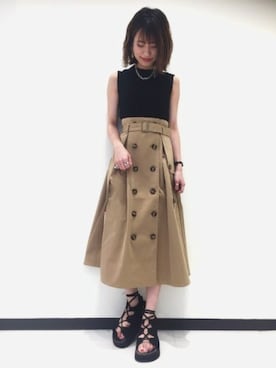 JEANASIS　長崎店STAFFさんの「トレンチフレアスカート/782472」を使ったコーディネート