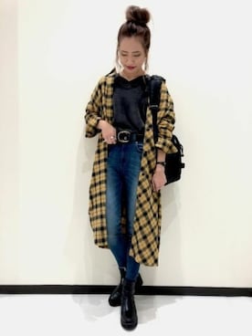 「JEANASIS（ジーナシス）のアイテム（シャツワンピース）」を使った、JEANASIS　長崎店STAFFさん（レディース・156cm）の秋コーディネート
