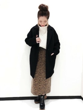 「JEANASIS（ジーナシス）のアイテム（チェスターコート）」を使った、JEANASIS　長崎店STAFFさん（レディース・156cm）の秋コーディネート