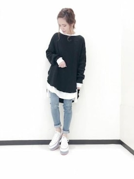 「ビッグサイズコーデ」｜JEANASIS　長崎店STAFFさん（レディース・156cm）の春コーディネート
