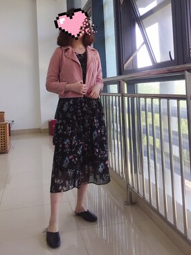 「MISCH MASCH（ミッシュマッシュ）のアイテム（ライダースジャケット）」を使った、禾绿蒂さん（レディース・168cm）の春コーディネート