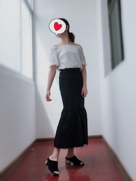 「CLANE（クラネ）のアイテム（デニムスカート）」を使った、禾绿蒂さん（レディース・168cm）の夏コーディネート
