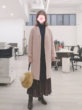 「vanessabruno（ヴァネッサブリューノ）のアイテム」を使った、禾绿蒂さん（レディース・168cm）の冬コーディネート