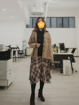 「JUSGLITTY（ジャスグリッティー）のアイテム（その他アウター）」を使った、禾绿蒂さん（レディース・168cm）の春コーディネート