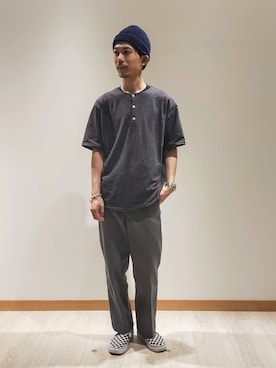 「gloster」｜「アイテム（スリッポン）」を使った、katsuさん（メンズ・172cm）の夏コーディネート