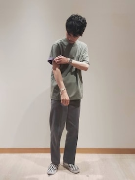 「gloster」｜「アイテム（スリッポン）」を使った、katsuさん（メンズ・172cm）の夏コーディネート