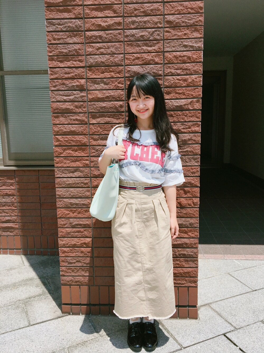 「AS KNOW AS PINKYのフリリ☆アイスなロゴっＴ【半袖・プルオーバー】（Tシャツ/カットソー、ホワイト系）」を使った、_mikidayoさん（レディース・158cm）の秋コーディネートの1枚目の写真
