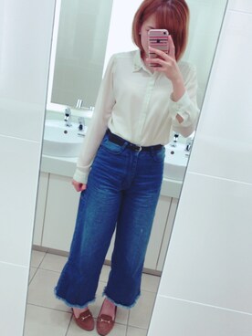「INGNI（イング）のアイテム（デニムパンツ、ブルー系）」を使った、Ayaさん（レディース・161cm）の春コーディネート