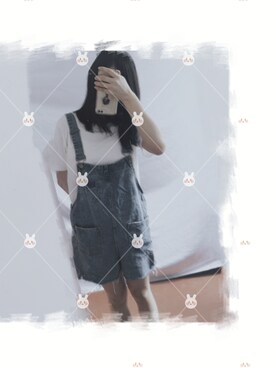 「休闲」｜「アイテム（サロペット/オーバーオール）」を使った、暮雪茶さん（レディース・159cm）の夏コーディネート