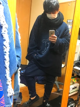 「DRESSEDUNDRESSED（ドレスドアンドレスド）のアイテム（スウェット）」を使った、HARUKIさん（メンズ・164cm）の冬コーディネート