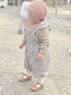 「kids」｜「アイテム（サロペット/オーバーオール）」を使った、ぱんちゃん  さん（キッズ・80cm）の春コーディネート