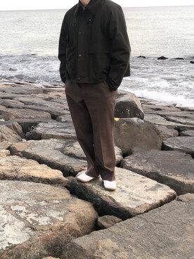 「Barbour（バブアー）の【BARBOUR for relume】別注 Oversized Reversible SPEY（ブルゾン、グリーン系）」を使った、wearnaosさん（メンズ・173cm）の秋コーディネート