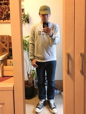 「STEVENSON OVERALL CO.（スティーブンソンオーバーオール）のアイテム（デニムパンツ）」を使った、tomolex さん（メンズ・172cm）の春コーディネート