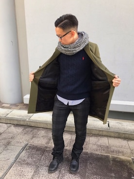 「ユナイテッドアローズ」｜「アイテム（チェスターコート）」を使った、GOさん（メンズ・172cm）の冬コーディネート