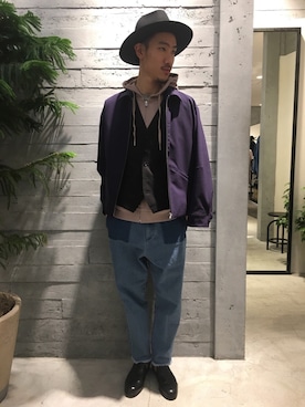 「HARE（ハレ）のアイテム（帽子）」を使った、青木/HAREHEPFIVEさん（メンズ・174cm）の冬コーディネート