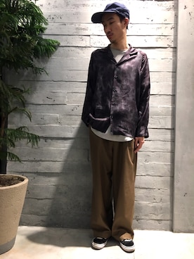 「SUNSEA（サンシー）のアイテム（帽子）」を使った、青木/HAREHEPFIVEさん（メンズ・174cm）の春コーディネート