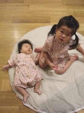 「no brand（ノーブランド）のアイテム（浴衣）」を使った、ののかさん（キッズ・50cm）の夏コーディネート