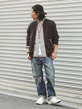 「DIESEL（ディーゼル）のアイテム（ジャケット/アウター）」を使った、Decoさん（メンズ・170cm）の春コーディネート