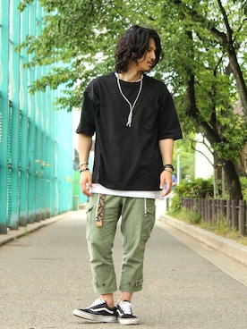 「417 EDIFICE（フォーワンセブンエディフィス）のアイテム（パンツ）」を使った、Decoさん（メンズ・170cm）の夏コーディネート