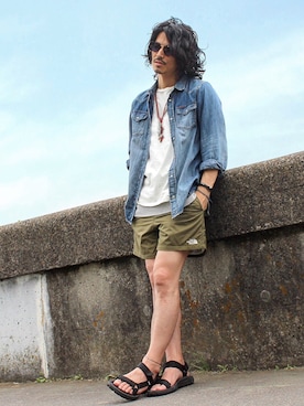 「アイテム（アンクレット、ホワイト系）」を使った、Decoさん（メンズ・170cm）の夏コーディネート