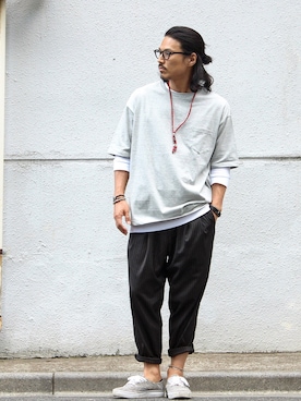 「アイテム（アンクレット、ホワイト系）」を使った、Decoさん（メンズ・170cm）の夏コーディネート