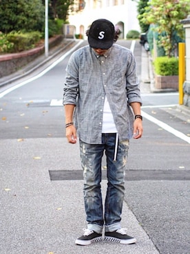 「FREAK'S STORE（フリークスストア）のアイテム（ベルト）」を使った、Decoさん（メンズ・170cm）の秋コーディネート