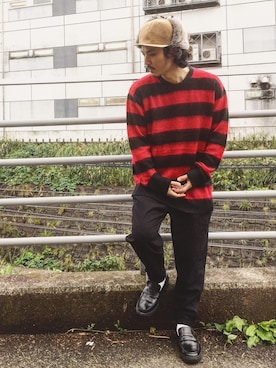 Decoさんの「mp5338-Stretch TR Tuck Wide Tapered Pants パンツ」を使ったコーディネート