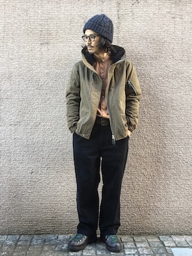 「URBAN RESEARCH（アーバンリサーチ）のアイテム（帽子）」を使った、Decoさん（メンズ・170cm）の冬コーディネート
