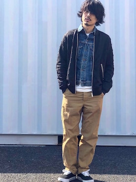 「DIESEL（ディーゼル）のアイテム（ジャケット/アウター）」を使った、Decoさん（メンズ・170cm）の春コーディネート