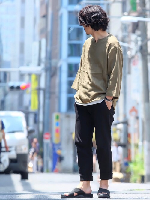 Deco is wearing ANGENEHM "ms3365-Double Gauze Pullover Shirts シャツ"