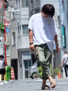 「417 EDIFICE（フォーワンセブンエディフィス）のアイテム（パンツ）」を使った、Decoさん（メンズ・170cm）の夏コーディネート