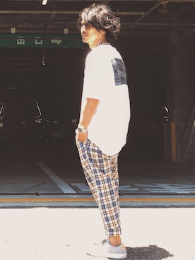 「YARD PLUS（ヤードプリュス）のアイテム（パンツ）」を使った、Decoさん（メンズ・170cm）の夏コーディネート