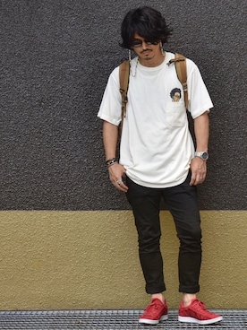 「MAYK（メイク）のアイテム（トップス）」を使った、Decoさん（メンズ・170cm）の夏コーディネート