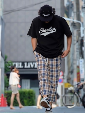 「YARD PLUS（ヤードプリュス）のアイテム（パンツ）」を使った、Decoさん（メンズ・170cm）の夏コーディネート