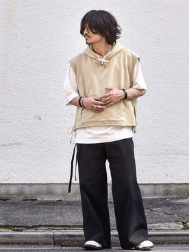 「RYO TAKASHIMA（リョウタカシマ）のアイテム（トップス）」を使った、Decoさん（メンズ・170cm）の夏コーディネート