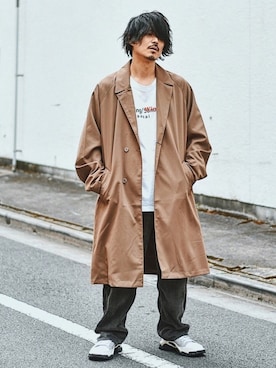 「Starting Over（スターティングオーバー）のアイテム（ステンカラーコート）」を使った、Decoさん（メンズ・170cm）の秋コーディネート