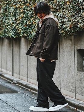 「Johnbull Private labo（ジョンブルプライベートラボ）のアイテム（パンツ）」を使った、Decoさん（メンズ・170cm）の冬コーディネート