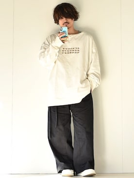 「Acne Studios（アクネストゥディオズ）のアイテム（パンツ）」を使った、Decoさん（メンズ・170cm）の冬コーディネート