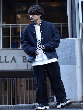 「MM6 Maison Margiela（ｴﾑｴﾑｼｯｸｽ ﾒｿﾞﾝ ﾏﾙｼﾞｪﾗ）のアイテム（スウェット）」を使った、Decoさん（メンズ・170cm）の春コーディネート