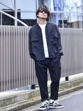「Starting Over（スターティングオーバー）のアイテム（カーゴパンツ）」を使った、Decoさん（メンズ・170cm）の春コーディネート