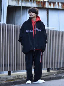 「glamb（グラム）のアイテム」を使った、Decoさん（メンズ・170cm）の冬コーディネート