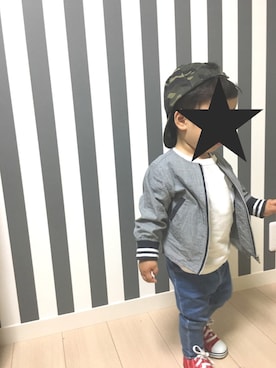 「1歳半」｜「アイテム（キャップ）」を使った、KOOOさん（キッズ・80cm）の夏コーディネート