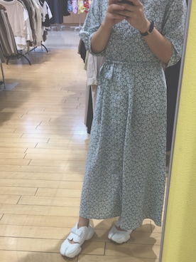 「Honeys（ハニーズ）のカシュクールワンピース（ワンピース、ブルー系）」を使った、nagiさん（レディース・153cm）の夏コーディネート