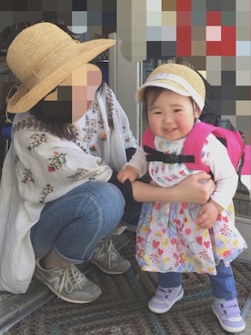 「アイテム（キャスケット、ブラウン系）」を使った、poyoさん（キッズ・80cm）の春コーディネート