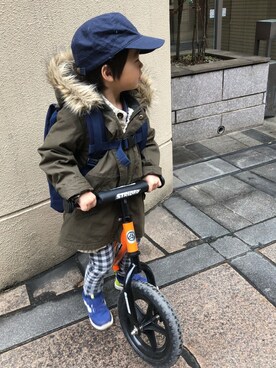 「アイテム（ミリタリージャケット）」を使った、SO&KEIさん（キッズ・100cm）の春コーディネート