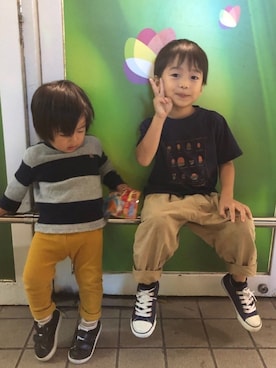 「アイテム（その他、ホワイト系）」を使った、SO&KEIさん（キッズ・100cm）の秋コーディネート