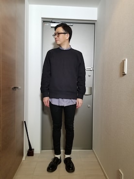 「ユニクロU」｜流し打ちのやまさん（メンズ・174cm）の春コーディネート